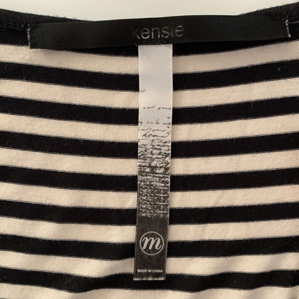 Kensie Black White Striped Short Sleeve Sequin Dot Dress Size M - Picture 6 of 6